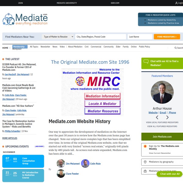 Mediate.com homepage screenshot