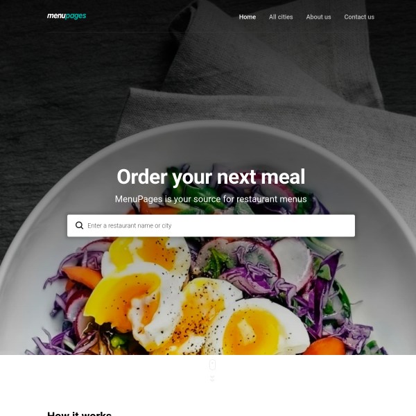 Menupages homepage screenshot