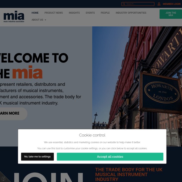 MIA homepage screenshot
