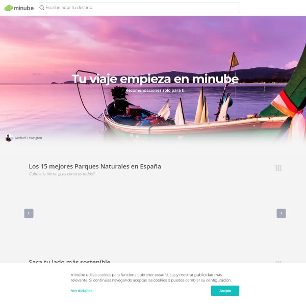 Minube homepage screenshot