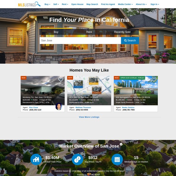 MLSListings homepage screenshot