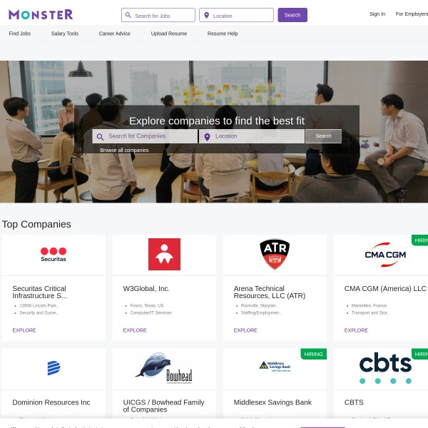 Monster homepage screenshot