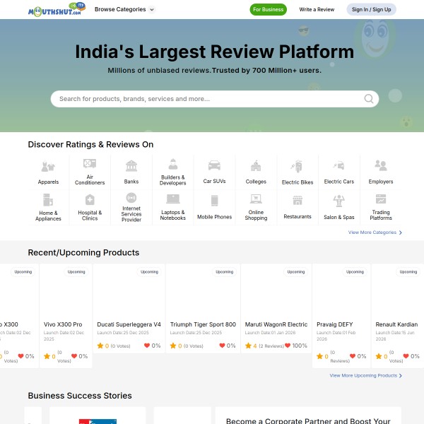 mouthshut.com homepage screenshot