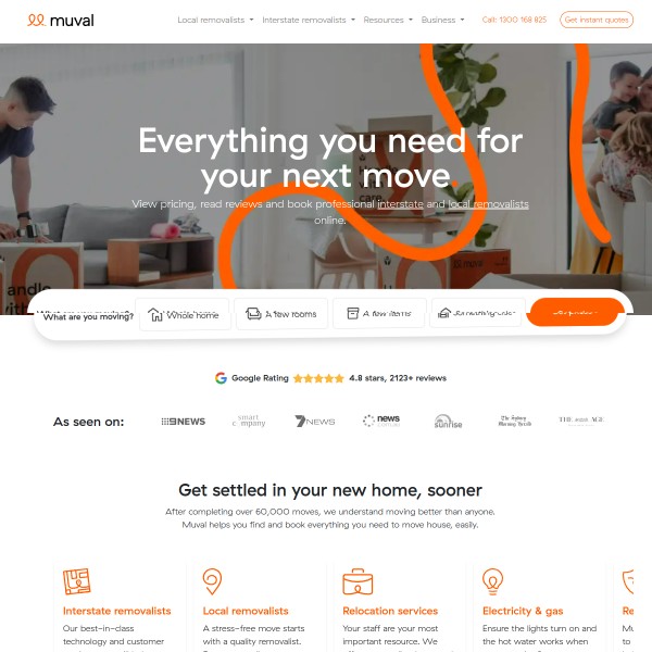 Muval homepage screenshot