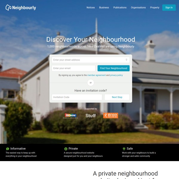 Neighbourly homepage screenshot