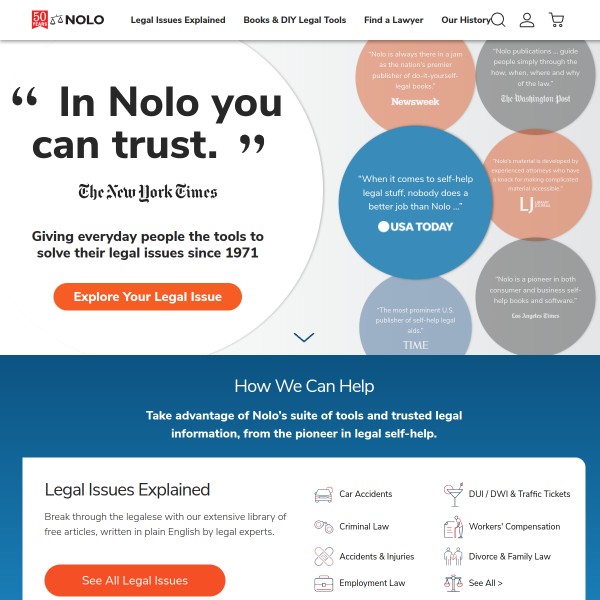 Nolo homepage screenshot