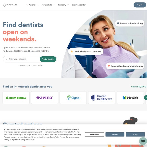 Opencare homepage screenshot
