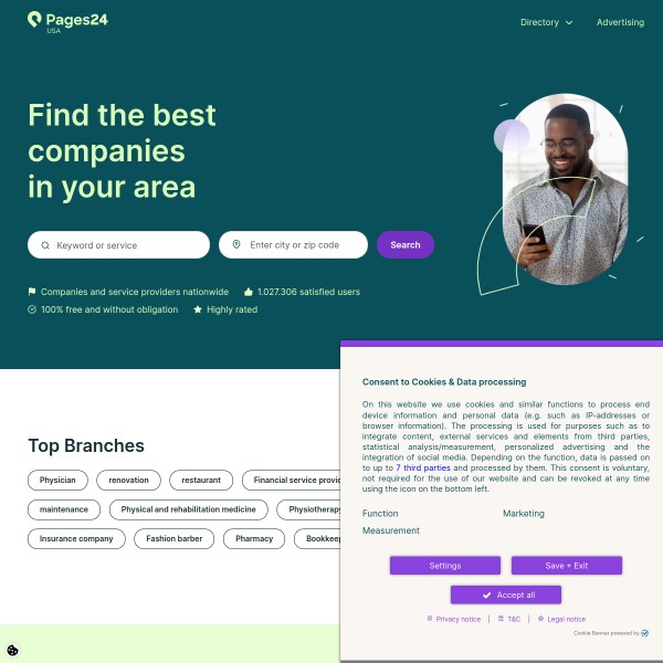 Pages24 homepage screenshot