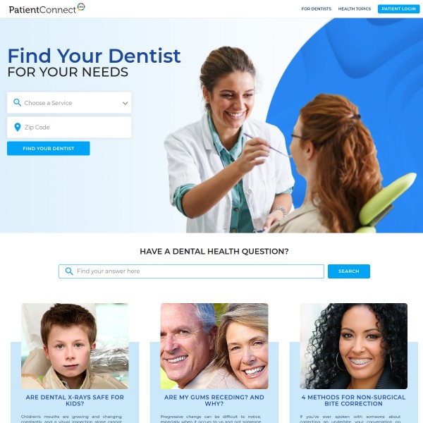 PatientConnect365 homepage screenshot