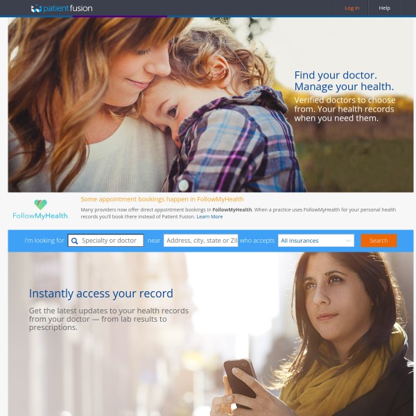 Patient Fusion homepage screenshot