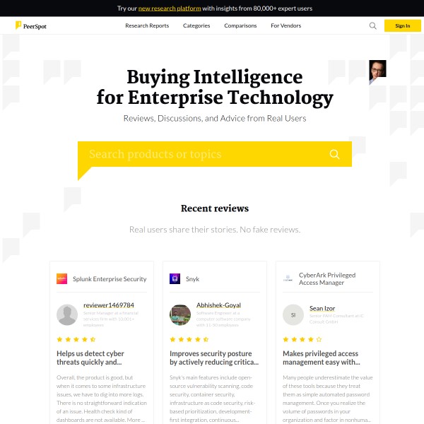 PeerSpot homepage screenshot