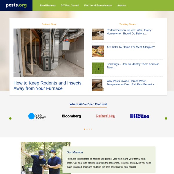 Pests.org homepage screenshot