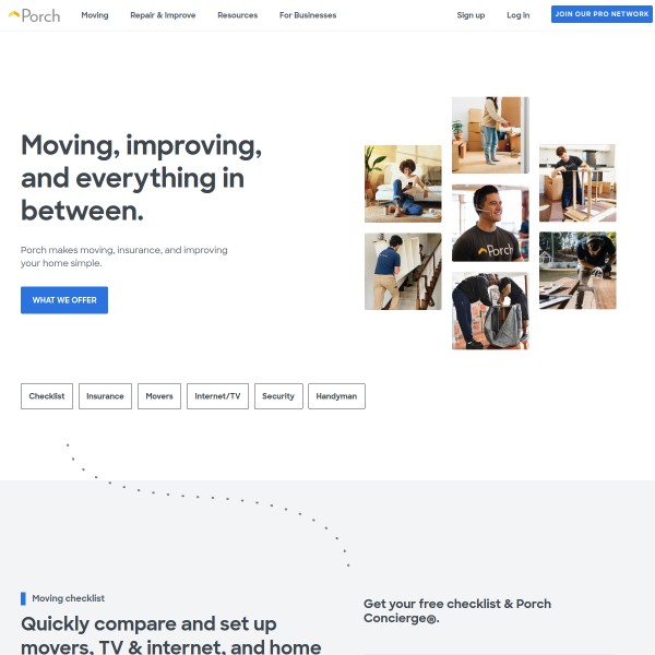 Porch.com homepage screenshot