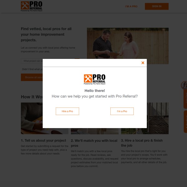 Pro Referral homepage screenshot