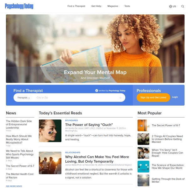 Psychology Today homepage screenshot