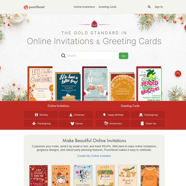 Punchbowl homepage screenshot