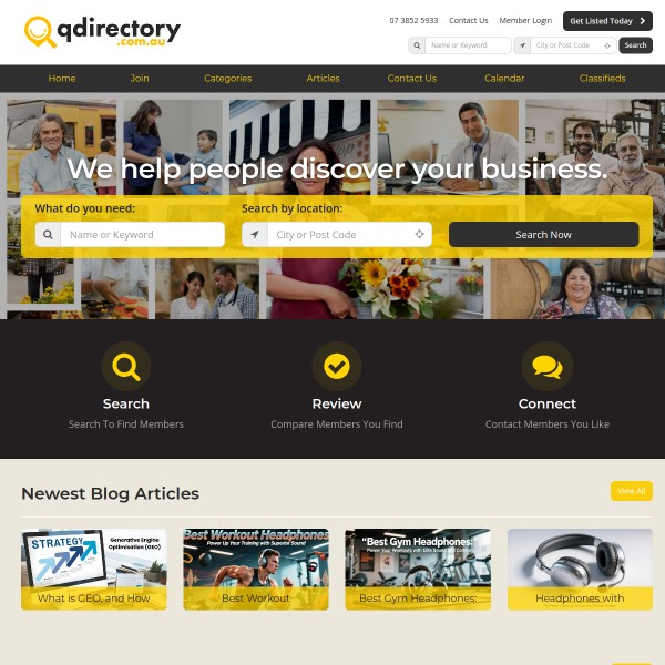 Q Directory homepage screenshot