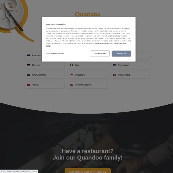 Quandoo homepage screenshot