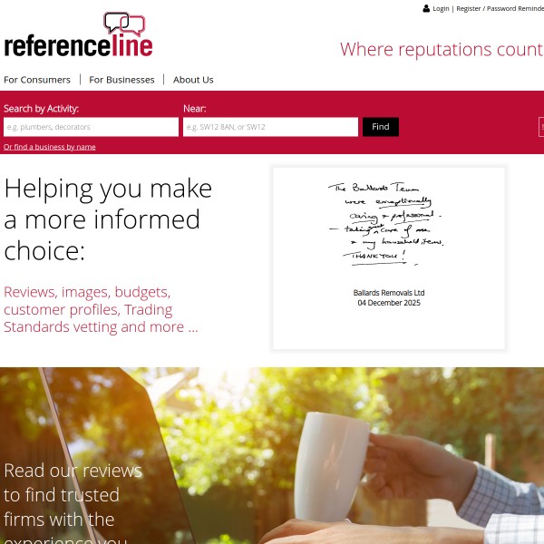 reference line homepage screenshot