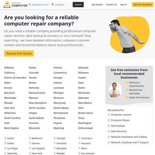 repairedcomputer.com homepage screenshot