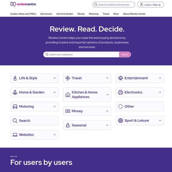 ReviewCentre homepage screenshot