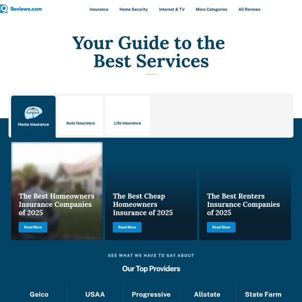 reviews.com homepage screenshot
