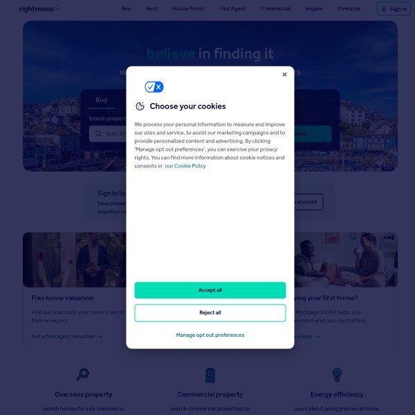 RightMove homepage screenshot