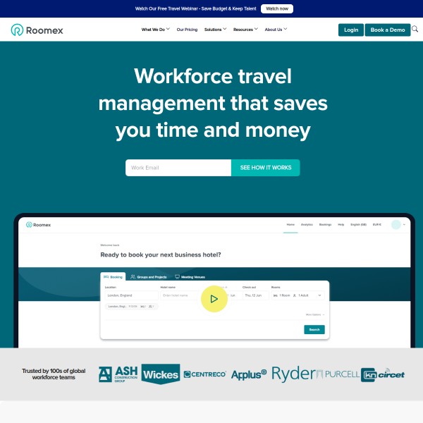 Roomex homepage screenshot