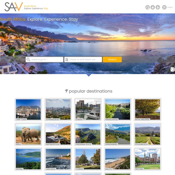 SA-Venues.com homepage screenshot