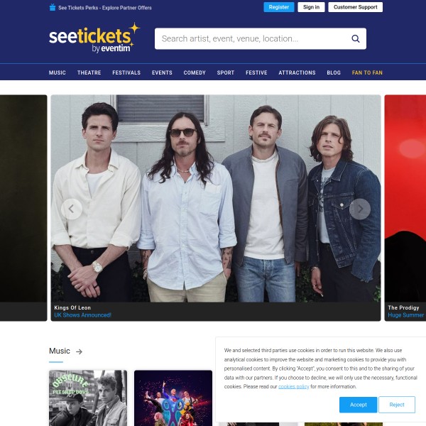 See Tickets homepage screenshot