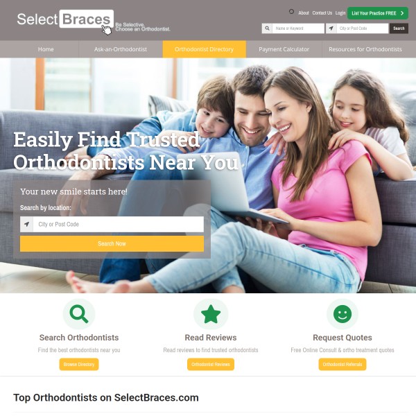 SelectBraces homepage screenshot