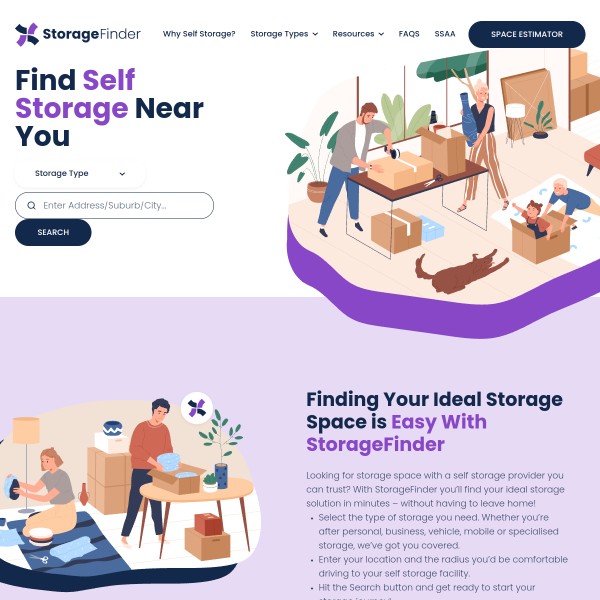 My Storage Finder homepage screenshot