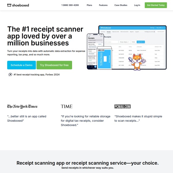 Shoeboxed homepage screenshot