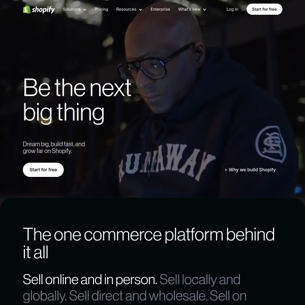 Shopify homepage screenshot