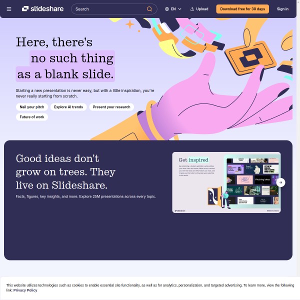 SlideShare homepage screenshot