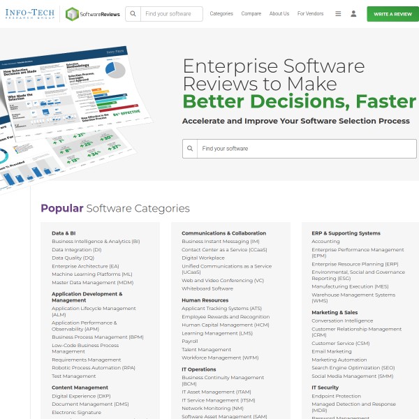 Software Reviews homepage screenshot