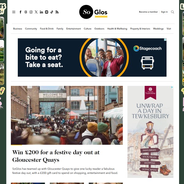 SoGlos homepage screenshot