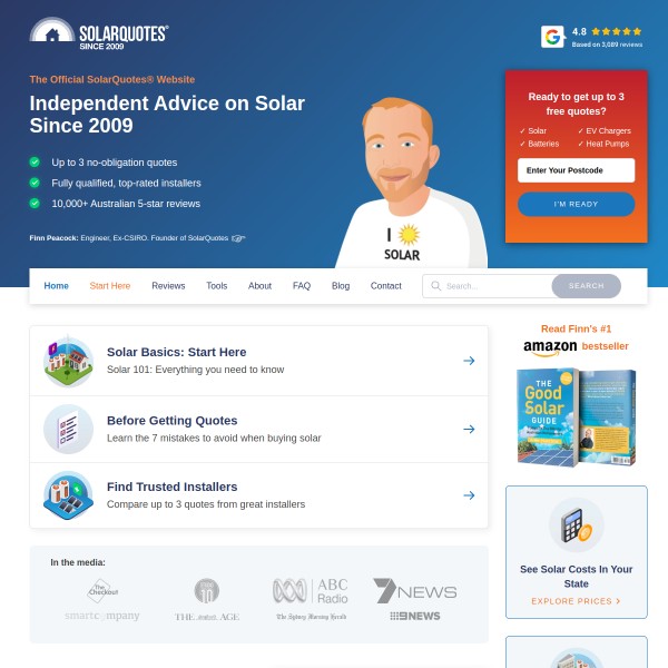 Solar Quotes homepage screenshot