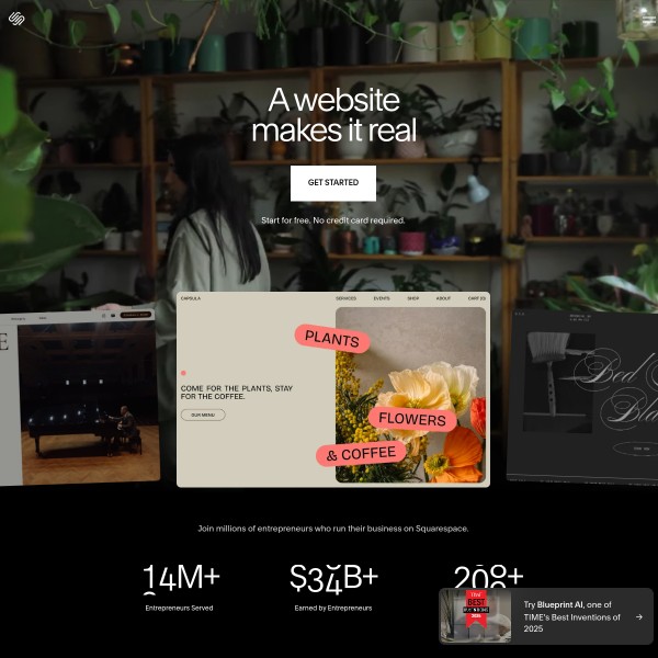 Squarespace homepage screenshot
