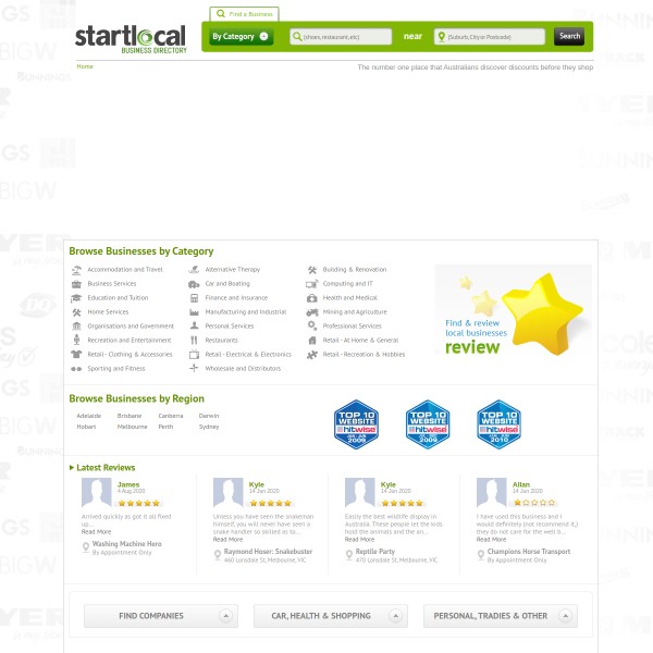 Startlocal Australia homepage screenshot