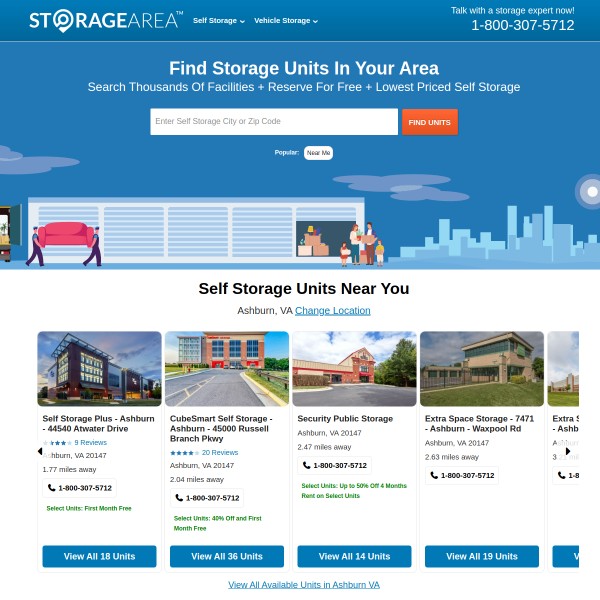 StorageArea homepage screenshot