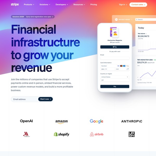 Stripe homepage screenshot