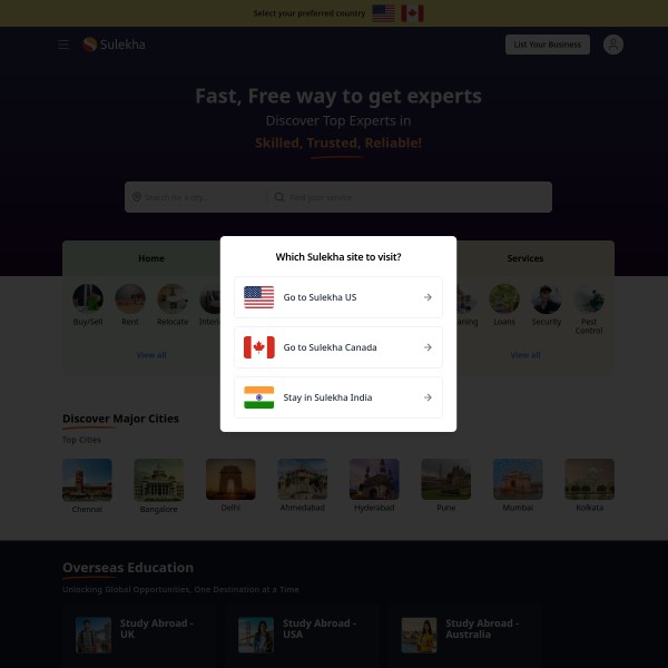 Sulekha homepage screenshot
