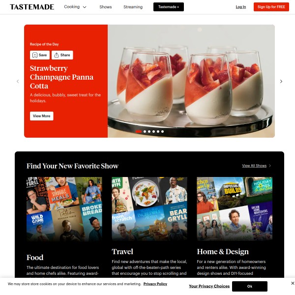 Tastemade homepage screenshot