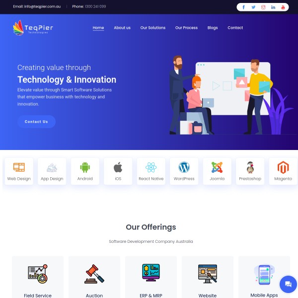 TeqPier homepage screenshot