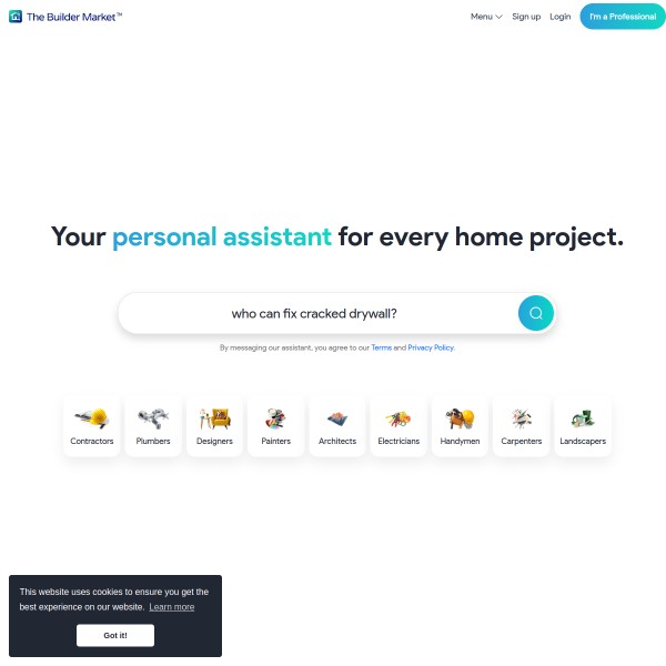 The Builder Market homepage screenshot