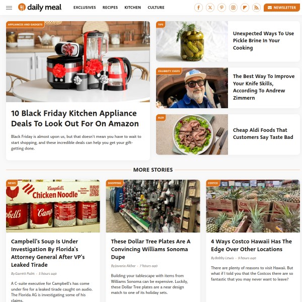 The Daily Meal homepage screenshot