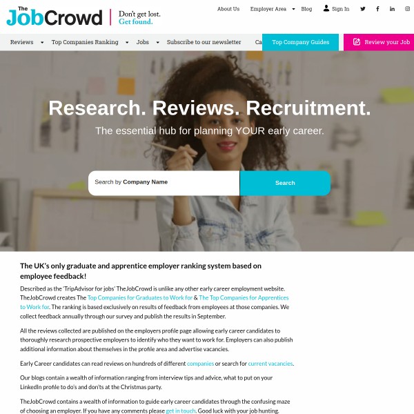 JobCrowd homepage screenshot
