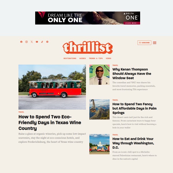 Thrillist homepage screenshot