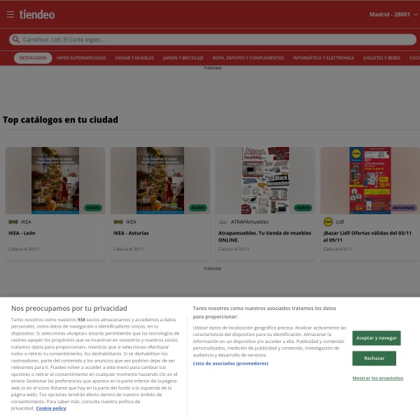 Tiendeo homepage screenshot